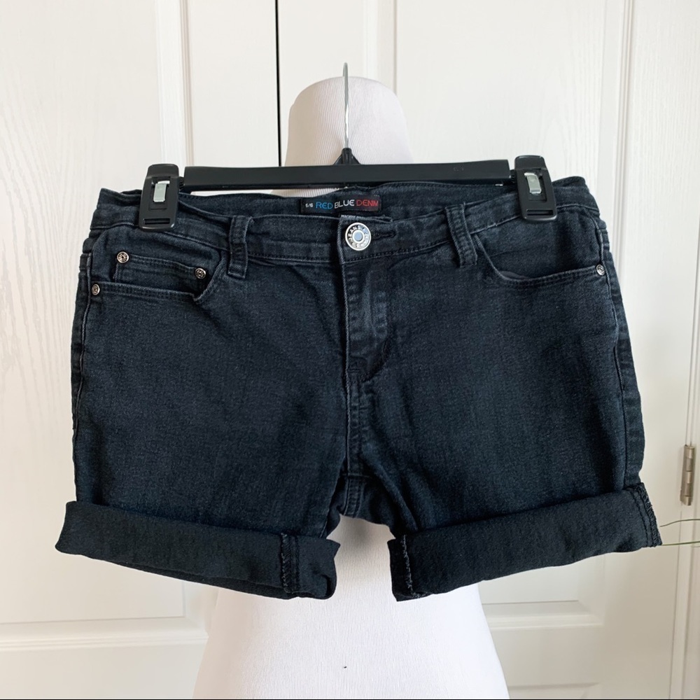 UpCycled Red Blue Denim Cutoff Shorts